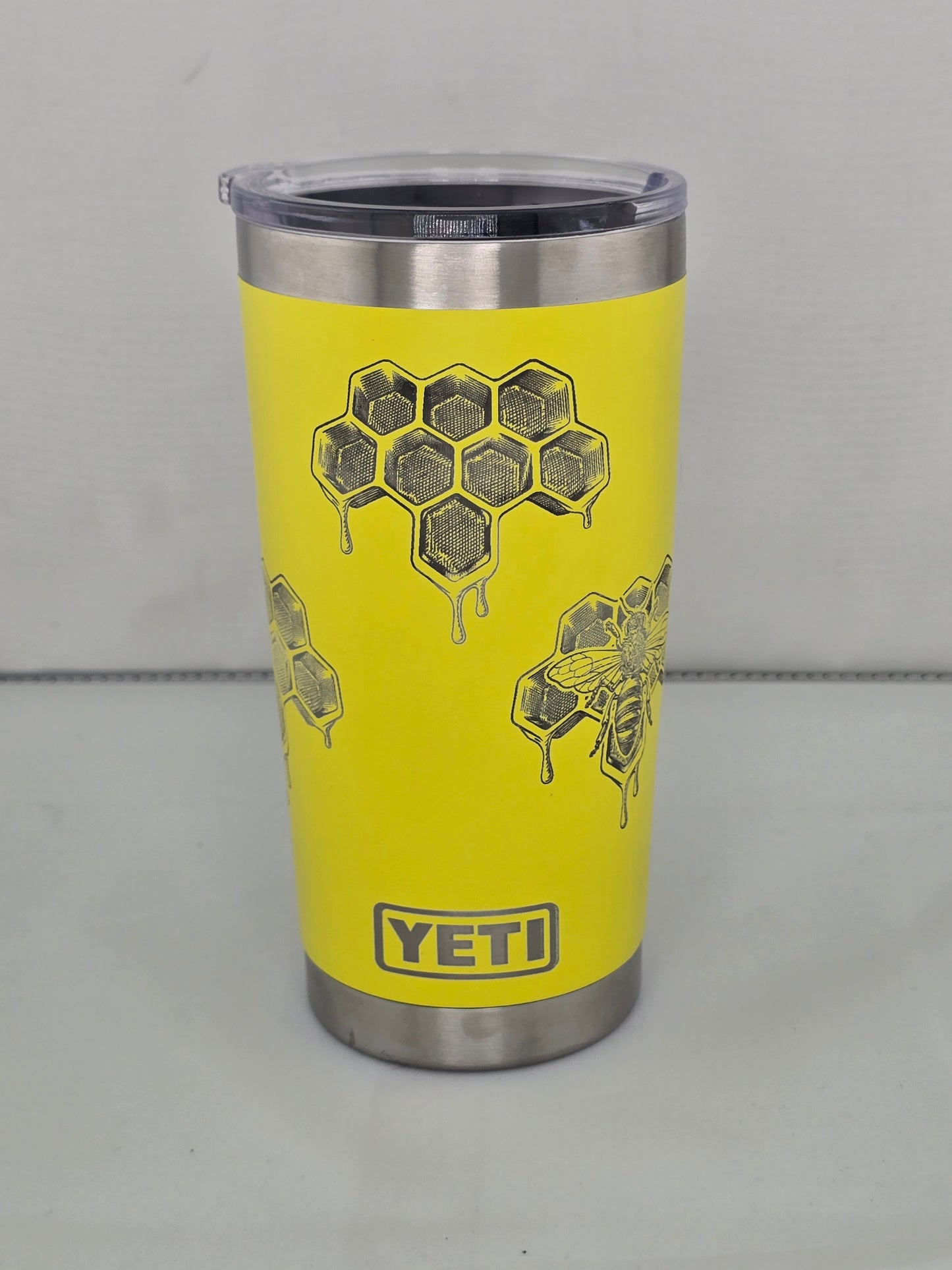 20 oz yellow Yeti honey bee laser engraved tumbler