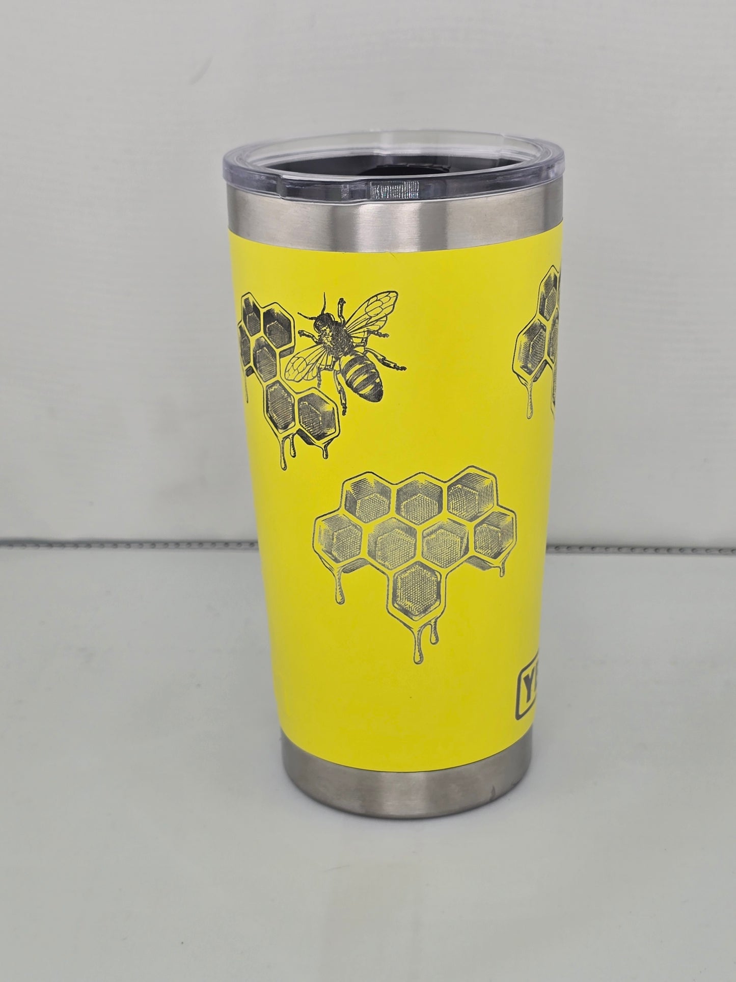 20 oz yellow Yeti honey bee laser engraved tumbler